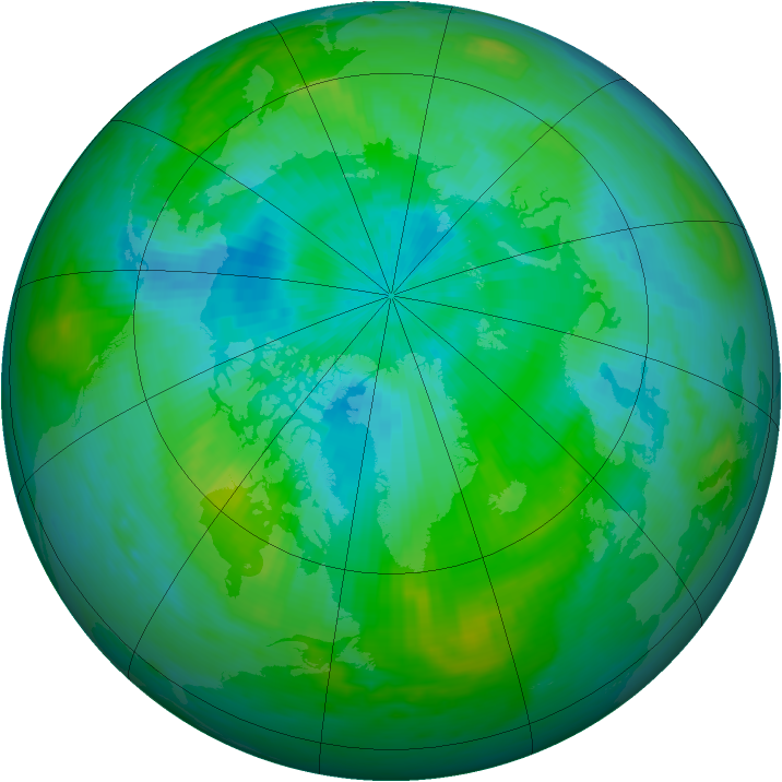 Arctic ozone map for 28 August 1985